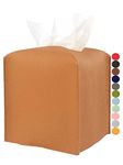 Leather Tissue Box Cover Square – [JESMINI, Camel] Modern PU Leather Tissues Cube Box Holder Decorative for Bathroom Vanity Countertop/Night Stands/Office Desk, 5x5x5