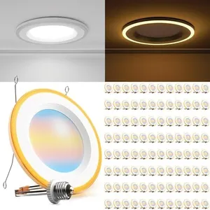 Sunco 6 Inch LED Indoor Home Area Recessed Lighting with Night Light, Selectable CCT 2700K/3000K/4000K/5000K/6000K 13W Dimmable Can Lights, 1200 Lumens, Damp Rated, Retrofit Installation 96 Pack