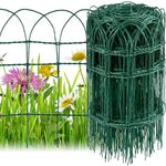 Amagabeli Garden Home 0.4M x 25M Green Garden Border Fence 2.95mm RAL6005 PVC Coated Metal Wire Fencing Rustproof Netting Border Edge for Outdoor Flower Bed Animal Barrier HC02