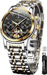 OLEVS Men's Watches Automatic Mechanical Stainless Steel Moon Phase Waterproof Date Luminous Tourbillon Wrist Watch for Man