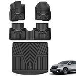 3W Floor Mats & Cargo Liner Fit for Honda CR-V 2017-2022, Honda CRV Accessories TPE All Weather Custom Fit Floor Liner and Cargo Mats in Upper Position, Black(NOT for Hybrid)