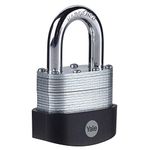 Yale - Y125B/50/129/1 High Security 50mm Laminated Steel Padlock - Open Hardened Steel Shackle - 3 Keys