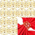 LATERN 12Pcs Gold Napkin Rings, 4.5CM Christmas Hollow Napkin Holders Triangular Napkin Buckle for Christmas Lunch Thanksgiving Holiday Wedding Party Table Decoration