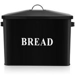 HaWare Black Bread Bin, Metal Bread Box for Kitchen Countertop, Large Bread Holder Loaf Storage Container - 34.1x19.1x24.5cm - Holds 2+ Loaves, Healthy, Space Saving & Farmhouse Style