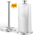 AOSION 2 Pack Stainless Steel Paper Towel Holder,Paper Towel Holder Countertop,Standing Paper Towel Holders for Kitchen Bedroom and Bathroom, Upgrade Design,Brushed Silver 13.8"