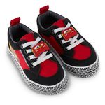 Boys Toddler Cars Low Top Sneaker - Lightning McQueen Shoes - Lightning McQueen, Mater, Doc Hudson, and Sally Lace Up Low Top Sneaker, Black/Red, 10 US Toddler