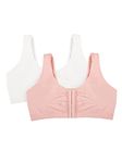 Fruit of the Loom Women's Front Close Sports Bra, White/Blushing Rose, 48