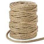 tenn well 5mm Garden Twine String, 100 Feet Twisted Thick Jute Twine String for DIY Cat Rope Scratcher, Gardening, Bundling and Decorative Crafts (Brown)