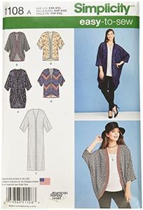 Simplicity 1108 Misses' Sewing Pattern Kimonos Tops, Size XX-Small/XS/S/M/L/XL