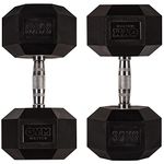 GYM MASTER Hex Dumbbells - Rubber Encased Cast Iron Hand Weights and Optional 3 Tier Rack