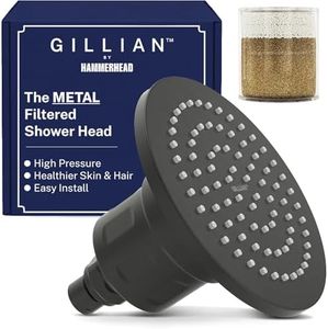 Gillian™ by HammerHead High Pressure Shower Head with Filter – Genuine KDF-55 Filtered Shower Head for Hard Water, Healthier Skin & Hair – Metal 6-Inch Rainfall Showerhead with Filters, Matte Black