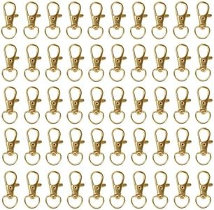 Belle Vous Mini Cierre de Langosta Giratorio Metal Dorados (Pack de 50) Mosquetones Pequeños 33 mm de Largo – Ganchos Premium para Lanyard, Aros, Cremalleras, Manualidades, Llaveros, Joyas, Cadenas