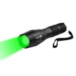 Green Light Torch, WESLITE Tactical Flashlight Green Hunting Light 250 Yards LED Torch Green Light 1 Mode Zoomable & Waterproof Long Range for Night Vision Fishing Predator Coyote Hog Hunting