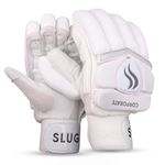 SLUGGER Cricket Corporate Men's Batting Gloves Left Handed Lightweight - Lovelon Material, White Leather - Enhanced Grip and Protection for Superior Performance | White & Black