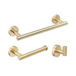 Bathroom Hardware Set 12''Towel Bar, Toilet Paper Holder, Towel Ring, Robe Hook,Brushed Gold Wall Mounted Bath Hardware Accessory Set