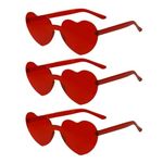 Jxuane 3 Pack Heart Shaped Sunglasses Ladies FashionRimless SunglassesVintage Love Heart Sunglasses for red Eyewear Shopping BeachOutdoor Party