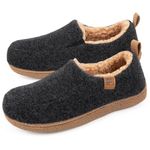 FamilyFairy Women’s Felt House Slippers Warm Memory Foam Home Shoes with Rubber Sole Closed Back Slipper Boots Indoor Outdoor Black 7-8