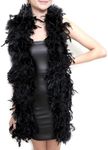 SACASUSA 100g Turkey Chandelle Feather Boas 6 Feet Long Beautiful Color (Black)