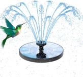 AMZtime Solar Water Fountain, Upgraded Solar Bird Bath Fountains with 6 Nozzles, Free Standing Floating Solar Powered Water Fountain Pump for Bird Bath, Garden, Pond, Pool and Outdoor