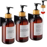 VITVITI Soap Dispenser 3 Pack Empty Amber 17oz 500ml Shower Dispenser Wall Mounted No Drill Refillable Shampoo Conditioner Dispenser Pump Label Hand Wash Dish Plastic Soap Dispenser Bathroom Kitchen