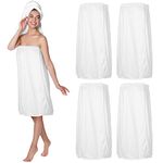 4 Pcs Towel Wrap for Women Waffle Spa Robe with Adjustable Closure Elastic Top Lightweight Wraps for Bath Shower (White,Medium)