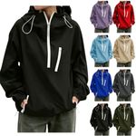 VOGFFR Lightweight Rain Jacket Women,Lightweight Rain Jacket Women Half Zip Windbreaker Zipper Pocket Long Sleeve Jackets Hiking Raincoat with Hood