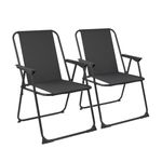 Harbour Housewares Folding Beach Deck Chair - Black - Pack of 2 - Metal Outdoor Patio Seat for Picnic, Garden, Camping