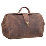 STILORD 'Percy' Doctor's Bag Leather Vintage Doctor's Case Medical Bag Business Handbag House Call Genuine Leather, Colour:Middle Brown