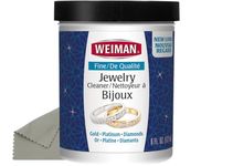 Weiman Jewelry Cleaner Liquid with Polishing Cloth Included – Restores Shine and Brilliance to Gold, Diamond, Platinum Jewelry and Precious Stones – 6 Ounce - Not Intended for Silver