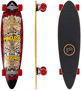Mindless Tribal Rogue IV Red | 38” Pintail Longboard 7 Ply Maple W 6.5” RK Trucks for Stable Riding | 70mm 80A Wheels Wedge Rubber Riser for a Soft Ride| Perfect for Beginner and Intermediate Riders