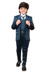 Royal Rich Boy's 5 Piece Tuxedo Suit Set, Coat, Pants, Tie, Waistcoat and Shirt Suit Set for Boys, Solid 5 Piece Coat Suit Set (Lite Turkish_12-13 Years)