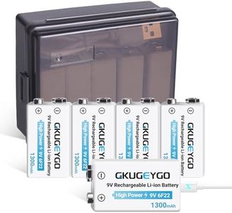 GKUGEYGO 9V Alkaline Battery, All-Purpose Alkaline 9V Battery for Household and Office Devices with Long-Lasting Power (5-Pack)