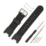 WRISTARMOR 25mm Nylon strap Compatible with Casio SGW-100/SGW-200/GW-3000B/GW-3500B Leather watch band, Black, 18mm, Classic