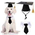 Dog Graduation Caps Set, Pet Graduation Hats with Necktie/Bowtie/Bandana Holiday Party Costume, Graduate Neck Tie Apparel for Dogs Cats Doctor Hat Graduation Dress Outfits (Hat+Necktie)