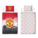 Manchester United FC Character World Official Single Duvet Cover Set, Crest Design | Red Reversible 2 Sided Football Bedding Cover Official Merchandise Including Matching Pillow Case