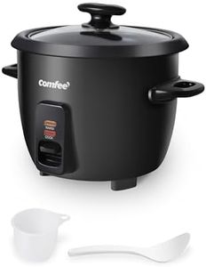 COMFEE' Rice Cooker, 6-Cup Cooked/3-Cup Uncooked, Removable Non-Stick Bowl, for Soups, Stews, Grains&Oatmeal, One Touch, Black