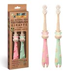 ROARex® All-Natural Eco Friendly Kids Toothbrush Made from Plants - Giraffe 4-36m - Baby to Toddler - Mint/Rose - 2pk | 1% for The Planet Product