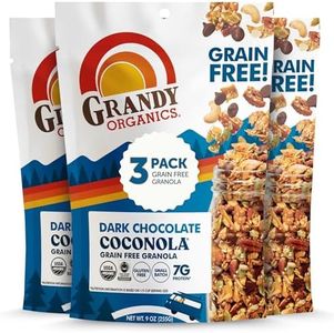 Grandy Organics Dark Chocolate Coconola Granola, Certified Organic Gluten Free Granola, Grain Free Granola, Chocolate Flavored Coconola, Kosher Certified, Paleo Friendly, 9oz Each, Pack of 3