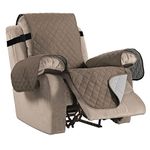 BellaHills Reversible Recliner Sofa Covers Water Resistant Recliner Chair Covers Sofa Covers for Cats Furniture Protector for Recliner Chair with Elastic Straps for Pets (Recliner,Taupe/Beige)