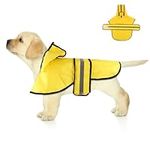 Dog Raincoat with Hood, Adjustable Dog Rain Jacket with Reflective Strip Yellow Waterproof Puppy Poncho for Small Medium Large Dogs (S)