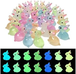 OPA RYAT 60pcs Easter Luminous Mini Resin Bunny,Glow in Dark Resin Rabbit Figures for Fairy Garden Easter Egg Fillers Landscape DIY Terrarium Crafts(6 Colors)
