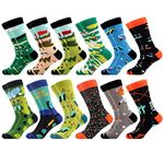 WeciBor Men's Dress Colorful Novelty Funny Crew Socks, 12 Pairs Multicolor Golf, Size 9-12