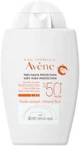Eau Thermale Avène Mineral Fluid sun protection SPF 50+, Ultra Fluid Face Sunscreen Lotion, Broad Spectrum for Sensitive Skin, double mineral protection with Zinc Oxide and Dioxide Titanium, Water Resistant, Non Greasy, Non-Comedogenic, Fragrance-Free, 40 ml