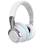 Hilifix Bluetooth Headphones, LED Light Up Wireless Headphones Over Ear Hi-Fi Stereo Foldable Wireless/Wired Headphones with Microphone Compatible for Cell Phones and Computer(White)