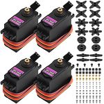 VIPMOON 4 Pack MG996R Servo Motor Kit Metal Gear Torque Digital Servo Motor with Arm Horn Robot Micro Servo Motor for Smart JR RC Helicopter Car Boat Robot