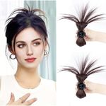 DAZZ LOOK® 2 PCS High Fountain Claw Clip Ponytail Hair Extension Short Claw Clip Straight Wig Hair Clip High Ponytail Hair Accessories Synthetic Fake Ponytail Hair Clamps for Women Girls, (Brown)