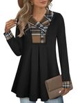 GUUKA 2024 Women's Swing Tunic Notch Collar Ladies Button Sweatshirt Maternity Long Sleeve Pullover Shirt Fall Winter Sweaters Tops(Coffee Plaid,XL)