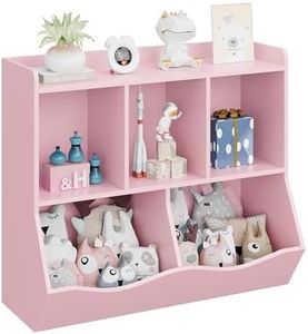 Amyove Kids Bookshelf with Storage Cubbies, Children Bookcase Toy Shelf for Playroom, Living Room, Nursery, Kindergarten