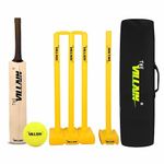 THE VILLAIN Wooden Cricket Bat for Boys & Men | Lightweight and Durable Bat, Ball, Wickets and Bat Cover | Maple Wood Color | (Size-4)