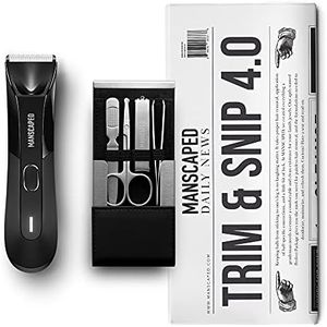 MANSCAPED® Trim and Snip 4.0, kit de toilettage pour homme, comprend la tondeuse électrique étanche The Lawn Mower® 4.0 et le kit de manucure The Shears 2.0. Kit de toilettage et de soins masculins